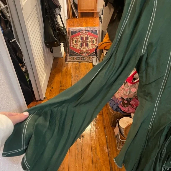 tularosa dark green dress white stiching - Picture 4 of 4